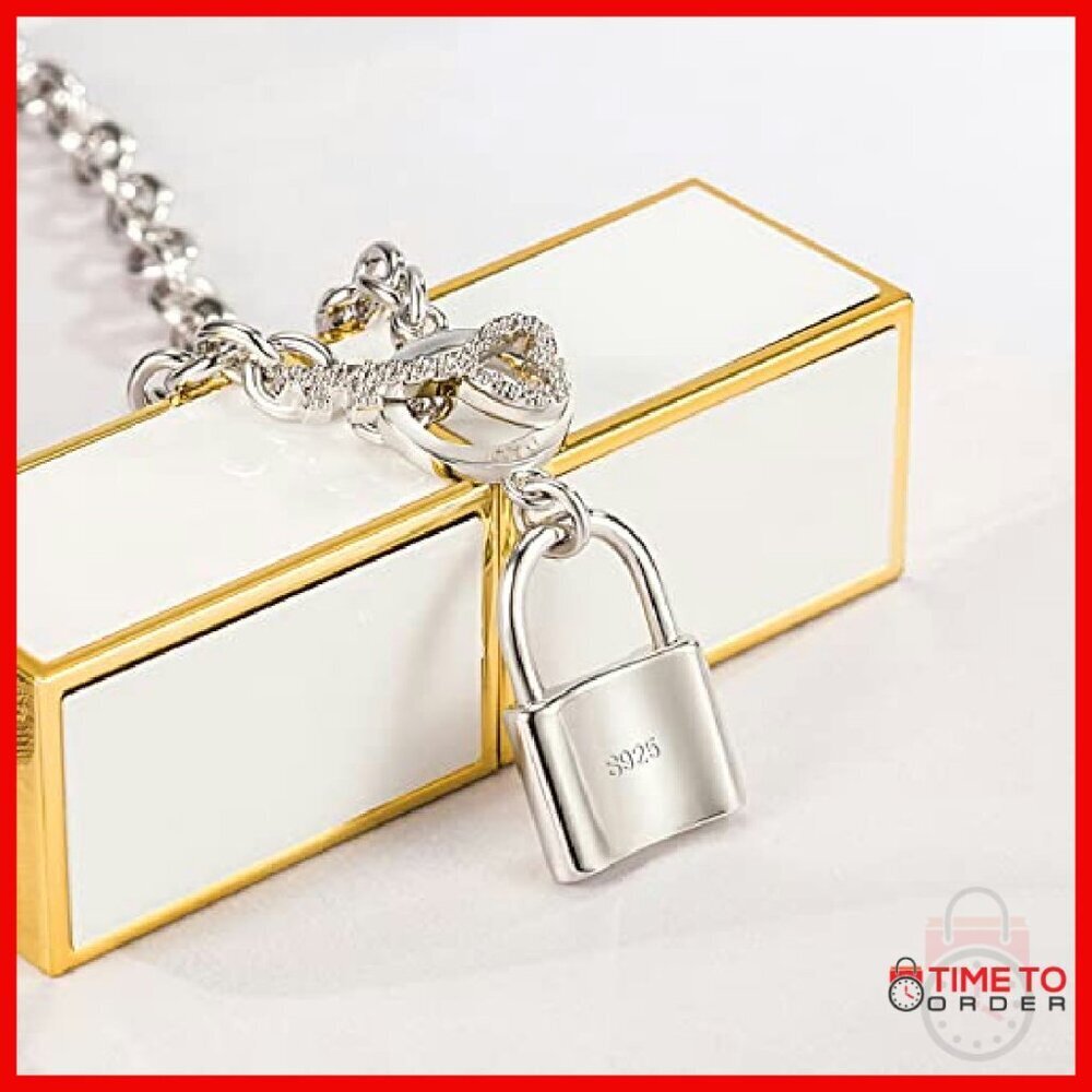 Sterling Silver Bracelet with CZ Pendant, Italian Handmade Chain, 6.3-8 Inch - Picture 7 of 8
